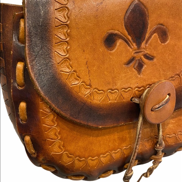Handmade Leather Boho Vintage 90’s Crossbody Bag NWT - Picture 3 of 9